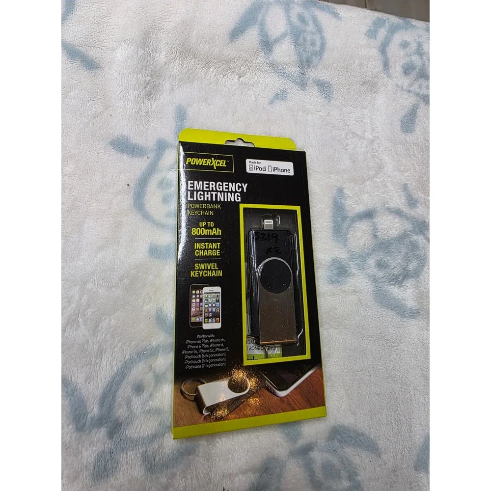 PowerXcel‎ Emergency Lightning Powerbank Keychain 800mAh MFI Apple iPhone iPod